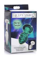 Booty Sparks Glow-In-The-Dark Glass Anal Plug - Small 2,7 cm