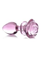 Glass Large Anal Plug - Pink Rose