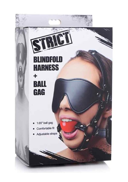 Strict Blindfold Harness with Ball Gag