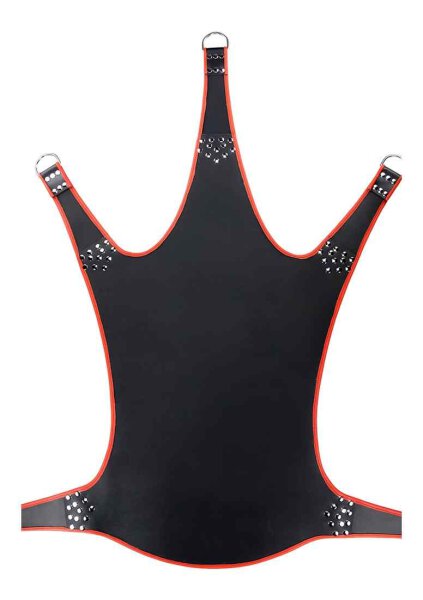 Leather Sling with Red Piping - 5 Points - Black