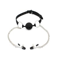 Silicone Ball Gag w/ Nipple Clamps