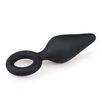 Black Buttplug With Pull Ring Medium 3,5 cm