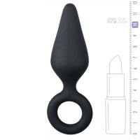 Black Buttplug With Pull Ring Medium 3,5 cm