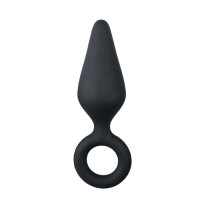 Black Buttplug With Pull Ring Medium 3,5 cm