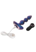 The Bold Beaded Vibrating Anal Plug Blue Metallic
