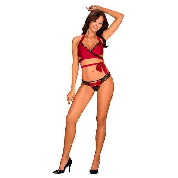 Obsessive Sensuelia Top and Thong Red S - 2XL