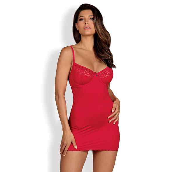 Obsessive Jolierose Chemise and Thong Red S - 2XL