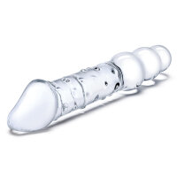 Glas Double Ended Glass Dildo with Anal Beads