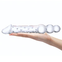 Glas Double Ended Glass Dildo with Anal Beads