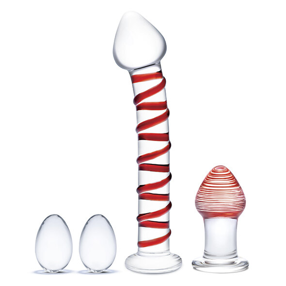 Glas Mr. Swirly 4 pc Set with Glass Kegel Balls & Butt Plug