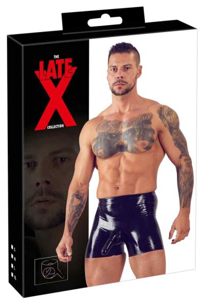 Latex-Pants mit Penishülle und Analkondom schwarz S - XL