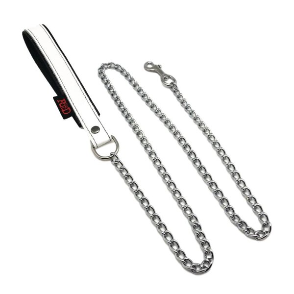 Leash with Leather Handle 1 m White