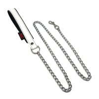 Leash with Leather Handle 1 m White