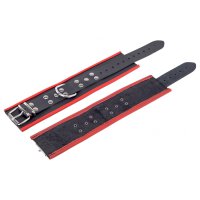 Leather Ankle Cuffs Black-Red