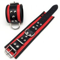 Leather Handcuffs - Red-Black