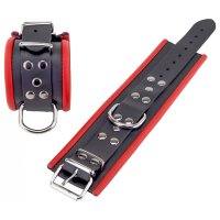 Leather Handcuffs For Wrists Black-Red