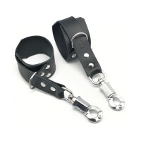 Leather Handcuffs With Anti-Panic Safety Snap Hook