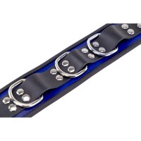 Leather Necklace - 3 D-rings - Blue/Black