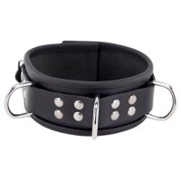 Leather Necklace 3 D rings Black