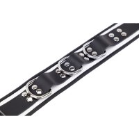 Leather Necklace 3 Rings D White-Black