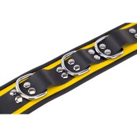 Leather Necklace 3 Rings D Yellow-Black