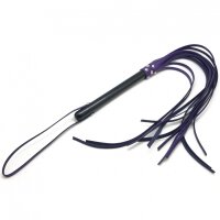Long Leather Swift with Wooden Handle 80cm Purple-Black