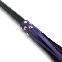 Long Leather Swift with Wooden Handle 80cm Purple-Black