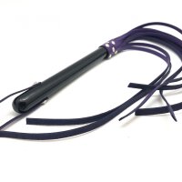 Long Leather Swift with Wooden Handle 80cm Purple-Black