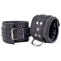 Padded Leather Ankle Cuffs Black