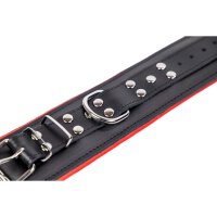 Padded Leather Ankle Cuffs Black-Red