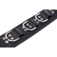 Padded Leather Collar with Black D-Rings