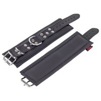 Padded Leather Wrist Cuffs Black