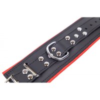 Padded Leather Wrist Cuffs Black-Red