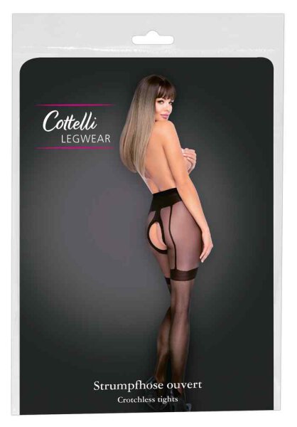 Strumpfhose bedruckt offen schwarz S - XL