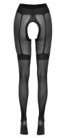 Strumpfhose bedruckt offen schwarz S - XL