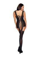 Lace-Up Back Garter Dress schwarz One Size - Queen Size