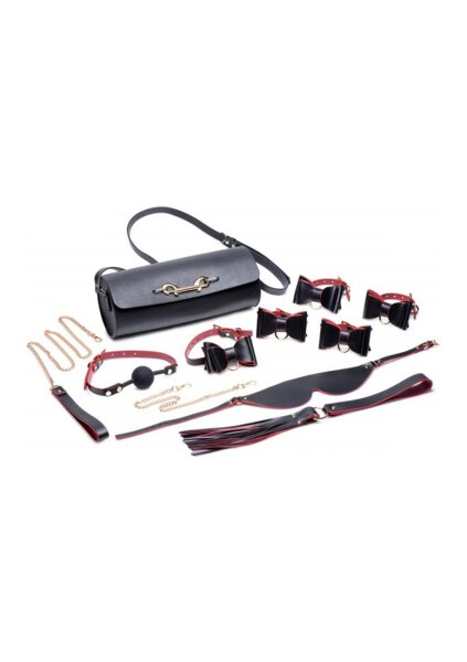 Master Series Black & Red Bow Bondage Set + Carry Case - Black
