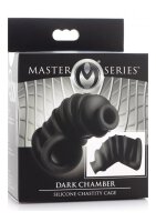 Master Series Dark Chamber Silicone Chastity Cage - Black