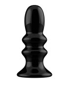 Ribbly - Glass Vibrator - With Suction Cup and Remote - Rechargeable - 10 Speed - Black