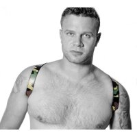 Camouflage Leather Harness - Acc. Chrome - Cross - The Red S/M