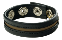 Leder Cockring 3 Druckknöpfe Schwarz-Armee