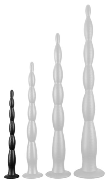 Long Dildo Scale Beads S 30 x 3cm Black