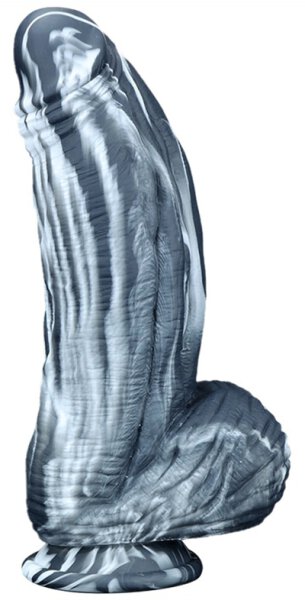 Silicone Dildo Fat Dick 18 x 6.5cm Black-White