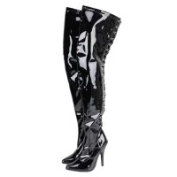 Erogance Stretchlack Thigh High Stiefel S3063 Größe 36 - 46