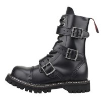 Angry Itch 10-Loch 3-Buckle Leder Stiefel Schwarz...