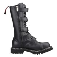 Angry Itch 14-Loch 5-Buckle Leder Stiefel Schwarz Größe 36 - 48
