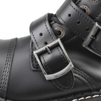 Angry Itch 14-Loch 5-Buckle Leder Stiefel Schwarz Größe 36 - 48