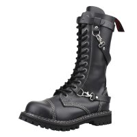 Angry Itch 14-Loch 3-Straps Leder Stiefel Schwarz...