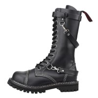 Angry Itch 14-Loch 3-Straps Leder Stiefel Schwarz...