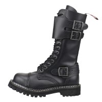 Angry Itch 14-Loch Front-Plate Leder Stiefel Schwarz...